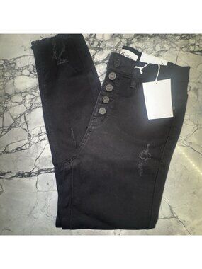 KanCan Jeans Size 1/24 Black Destroyed Skinny NEW